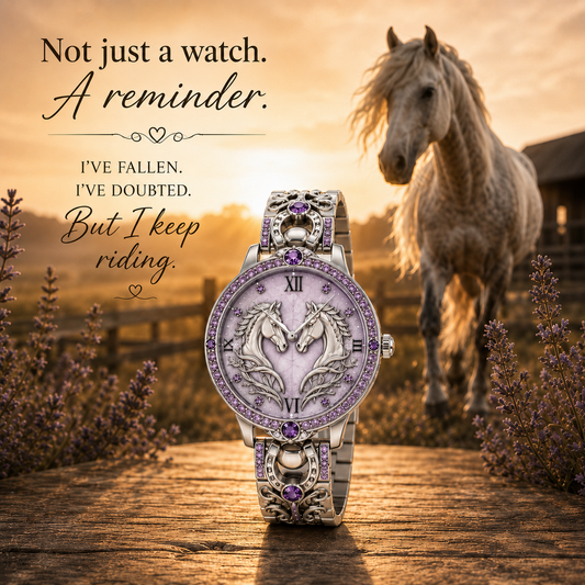 Horse Amethyst Silver Watch