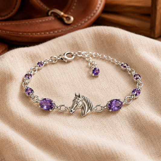 Horse Mission Amethyst Silver Bracelet