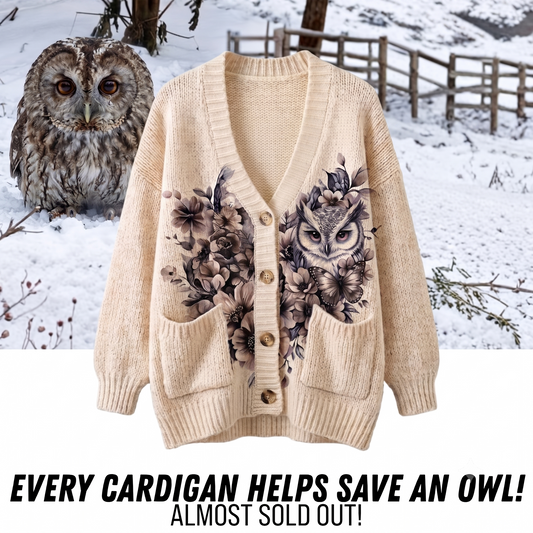 Owl Floral Knit Cardigan