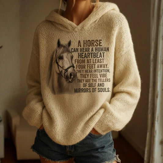 Oversized Knit Horse Hoodie