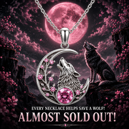 Pink Sapphire Sterling Silver Wolf Necklace