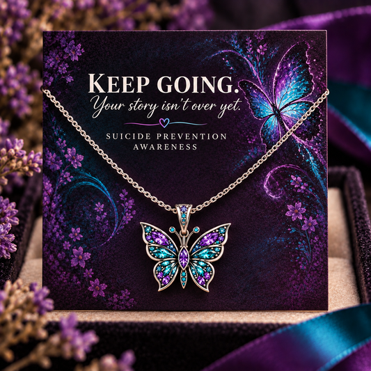 Suicide Prevention Awareness Butterfly Necklace