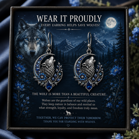 Sapphire Sterling Silver Wolf Earrings