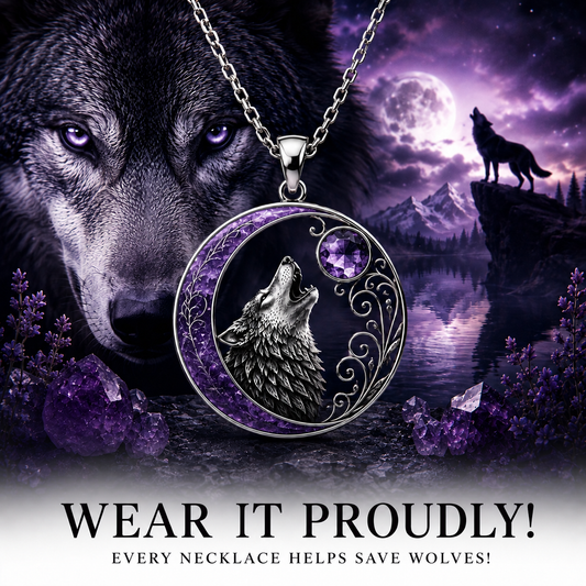 Wolf Amethyst Sterling Silver Necklace