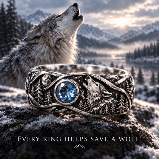 Save The Wolves Silver Ring