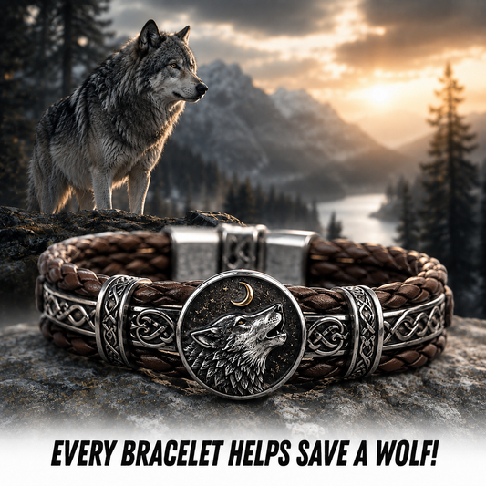 Wolf Mission Braided Leather Bracelet