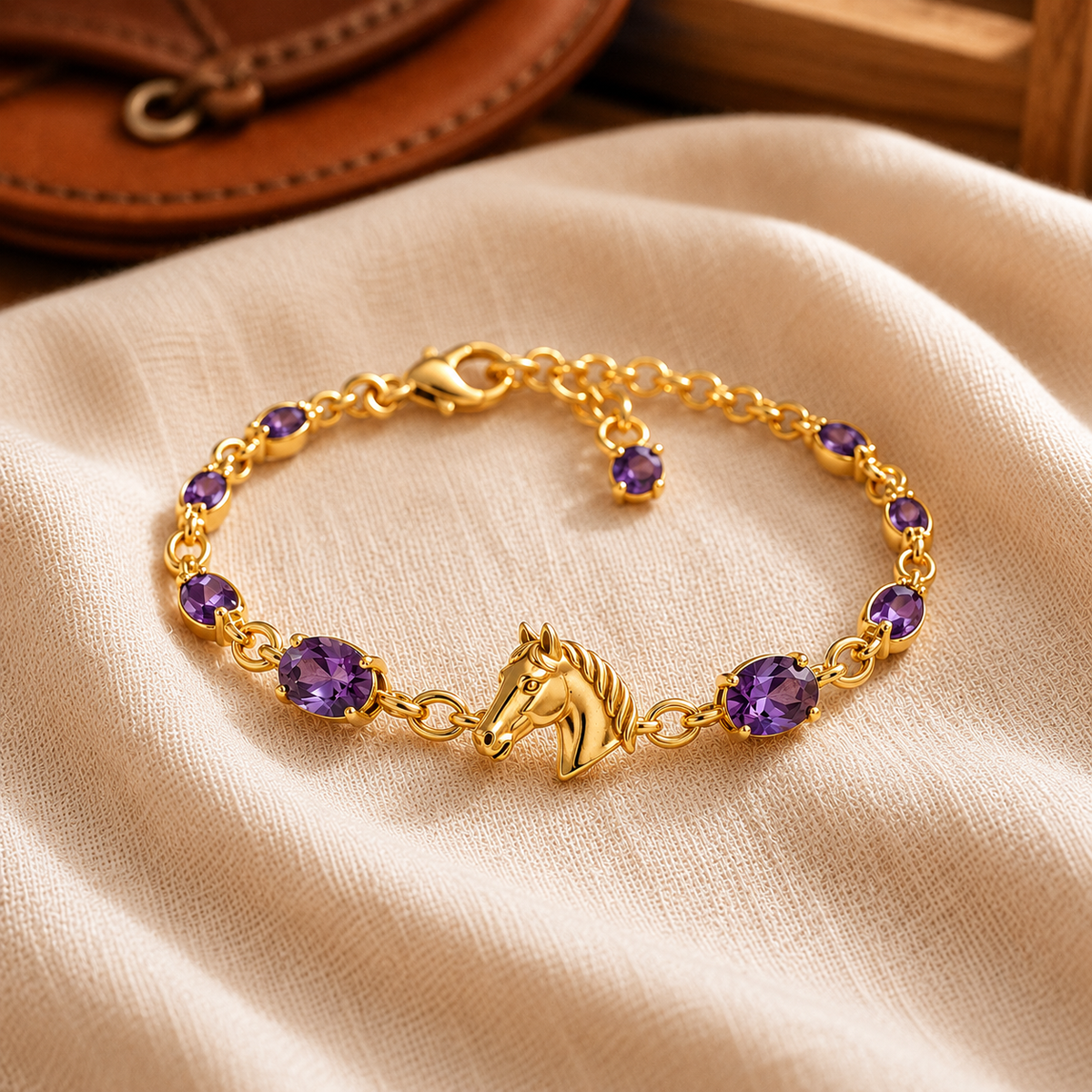 Horse Mission Amethyst Silver Bracelet