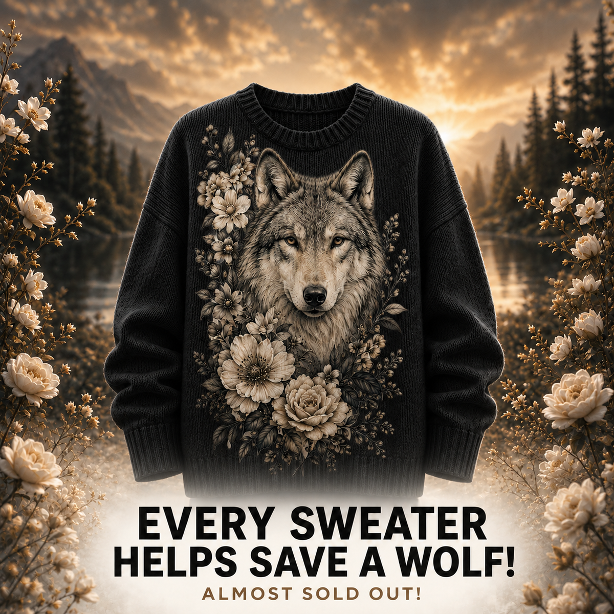 Floral Wolf Sweater