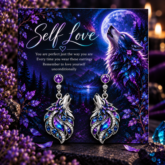 Self Love Wolf Silver Earrings