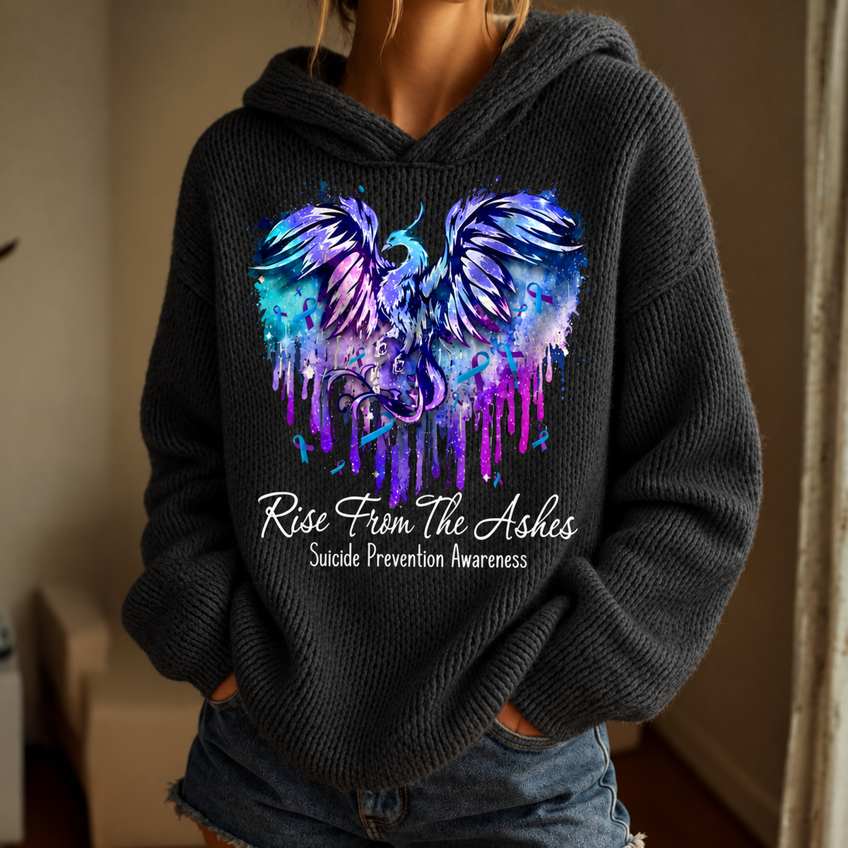 Oversized Phoenix Knit Hoodie