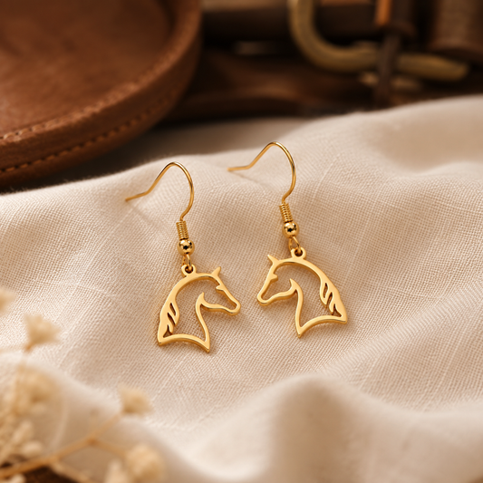 Horse Mission Gold Earrings