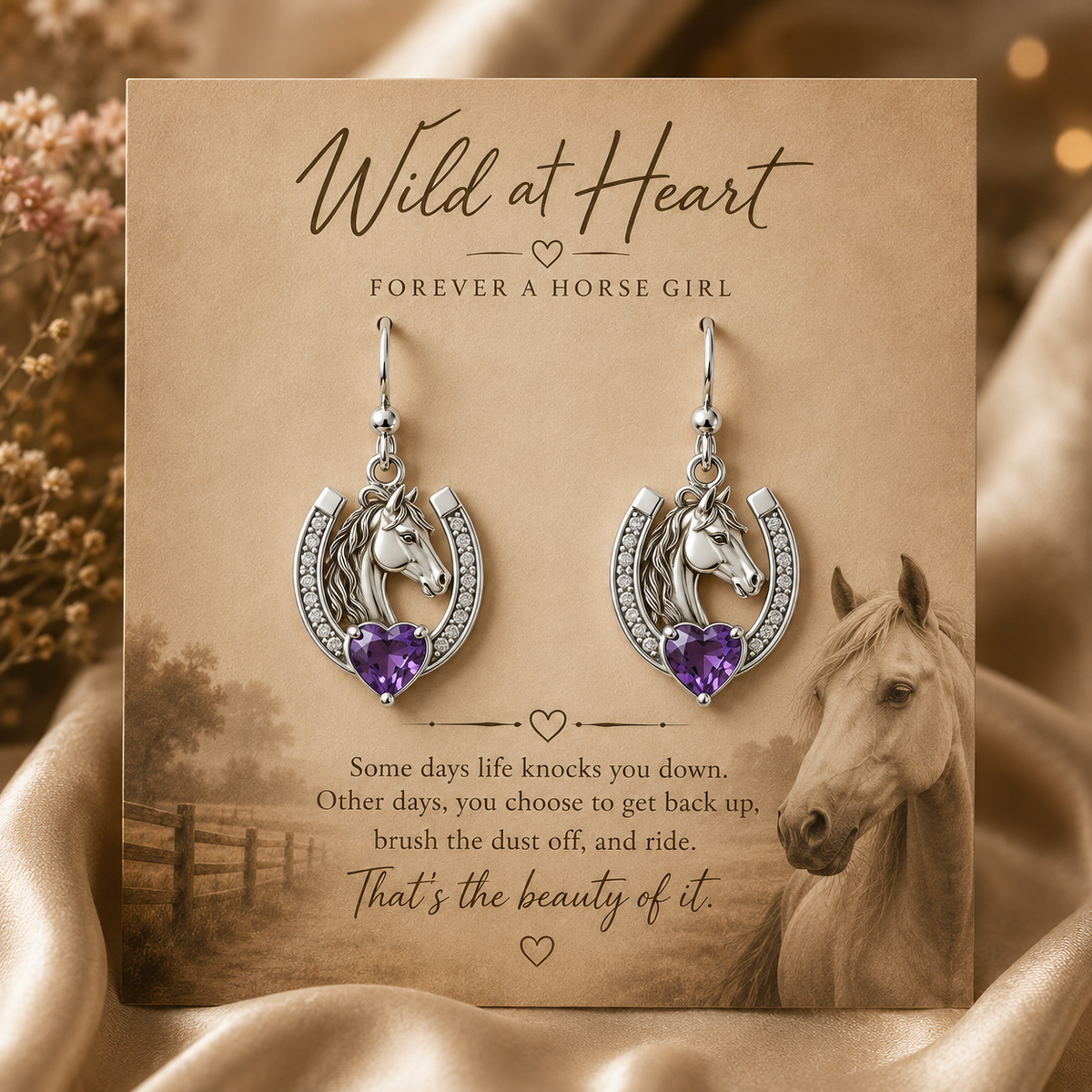 Horse Amethyst Silver 4-Piece Set (Buy 2 Get 2 FREE)