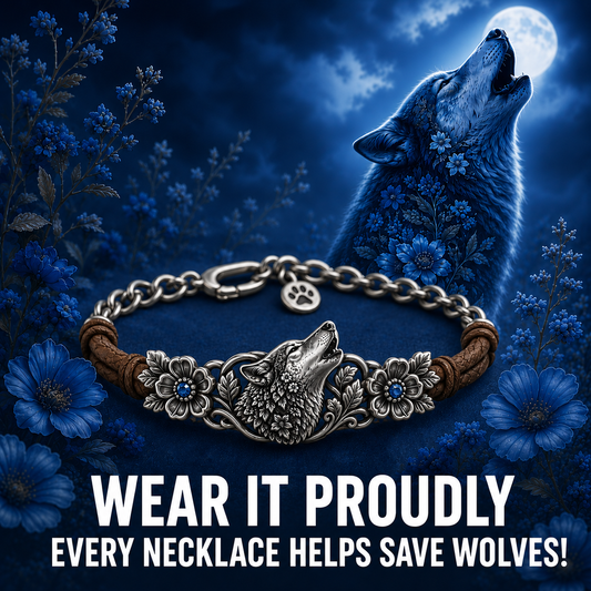 Save The Wolves 925 Sterling Silver Leather Bracelet
