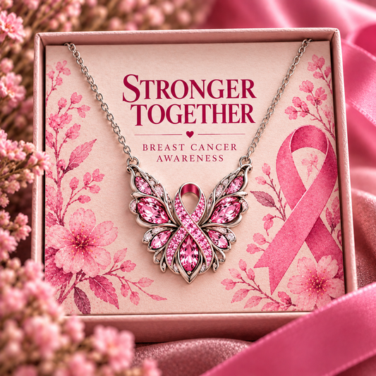 Breast Cancer Awareness Pink Ribbon Necklace