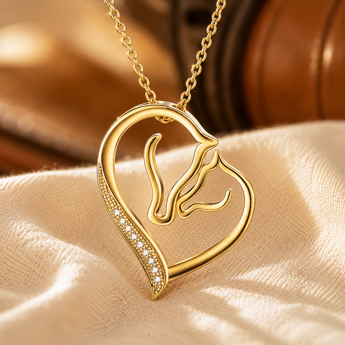 Horse Mission White Gold Heart Necklace