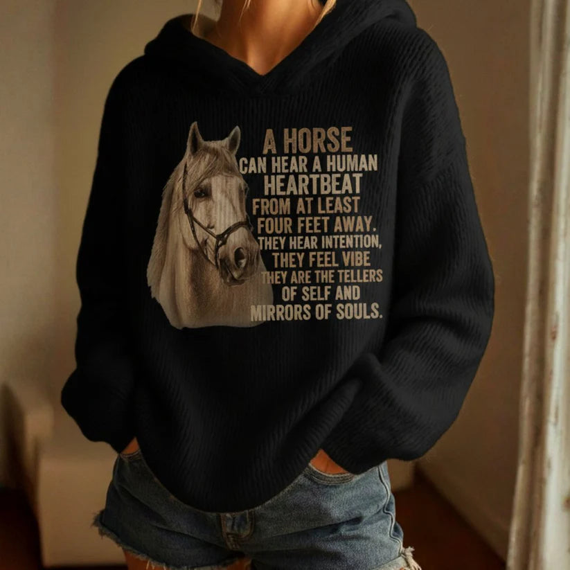Oversized Knit Horse Hoodie