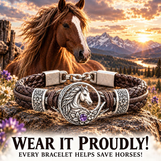 Horse Sterling Silver Leather Bracelet