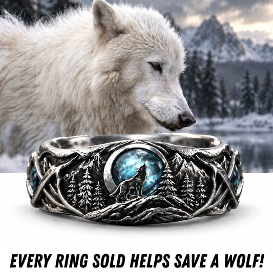 Protect The Wolves Silver Ring