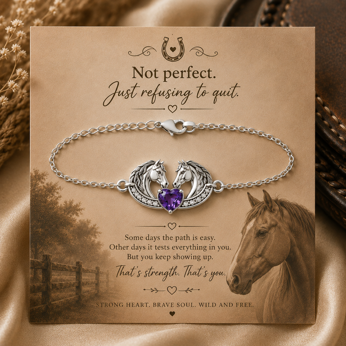 Horse Amethyst Silver 4-Piece Set (Buy 2 Get 2 FREE)