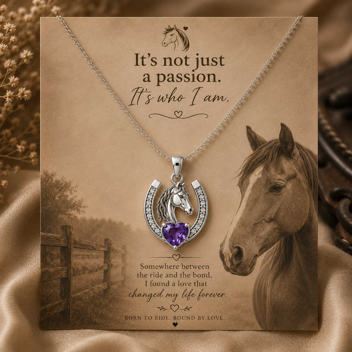 Horse Amethyst Silver 4-Piece Set (Buy 2 Get 2 FREE)