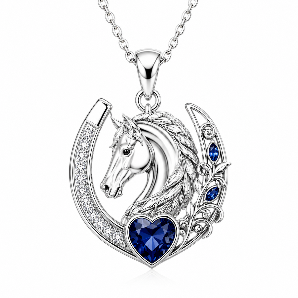 Horse Sapphire 925 Sterling Silver Necklace