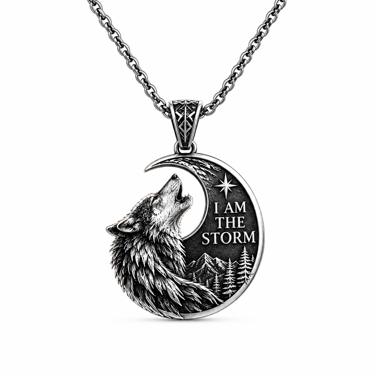 I Am The Storm Wolf 925 Sterling Silver Necklace