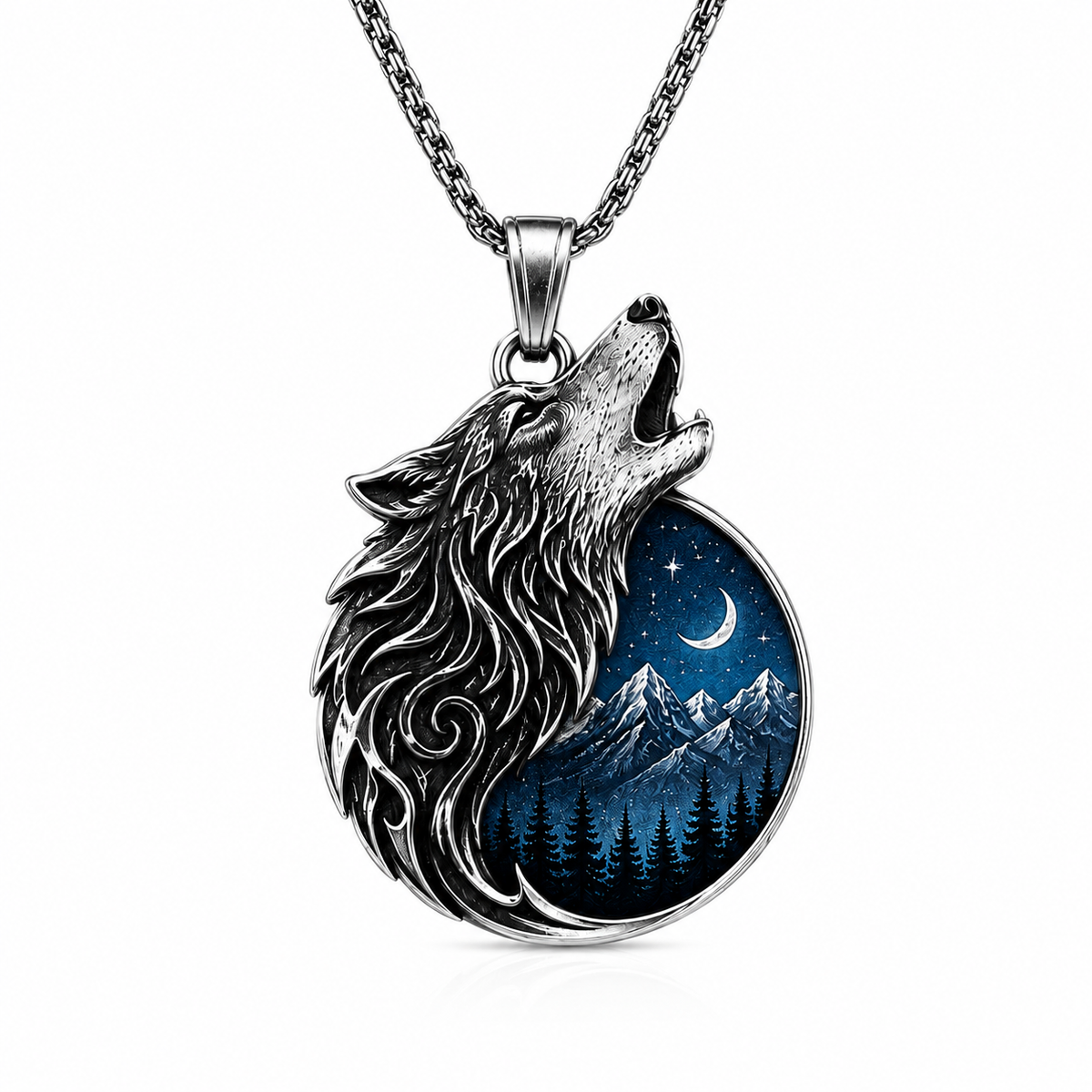 Wolf Howling 925 Sterling Silver Necklace