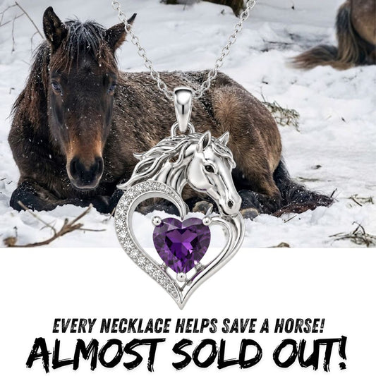 Horse Amethyst Sterling Silver Necklace